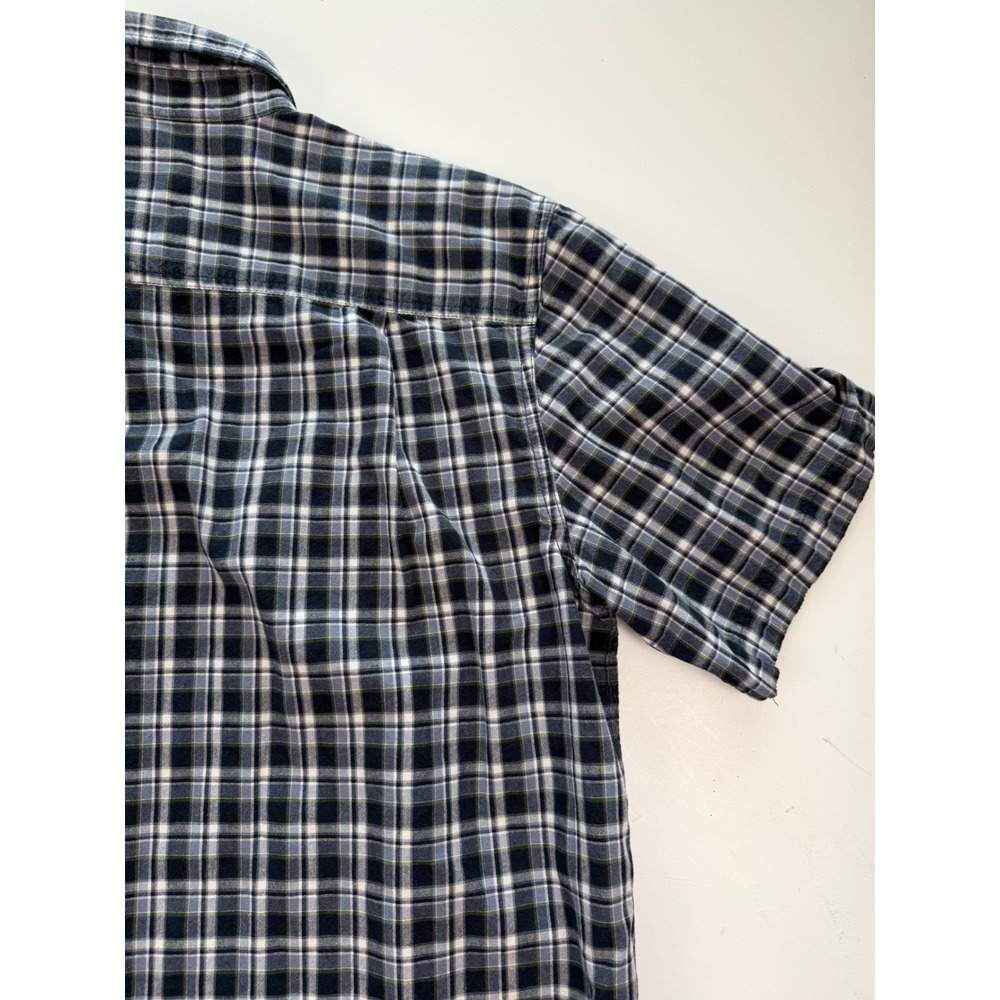 Carhartt Mens Large Relaxed Fit Plaid Blue Green Short Sleeve Button Up Shirt - Picture 11 of 13